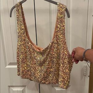 Forever 21 Rose Gold Sequin Crop Tank